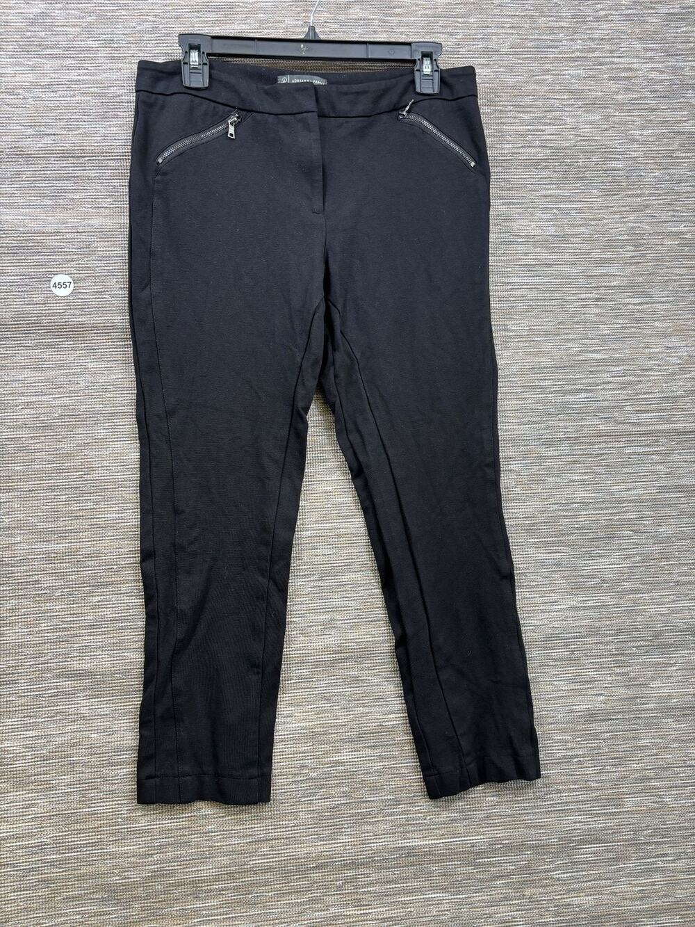 Adrianna Papell Dress Pants Womens 8 Black Ponte Slim Ankle Tapered Zip Pockets